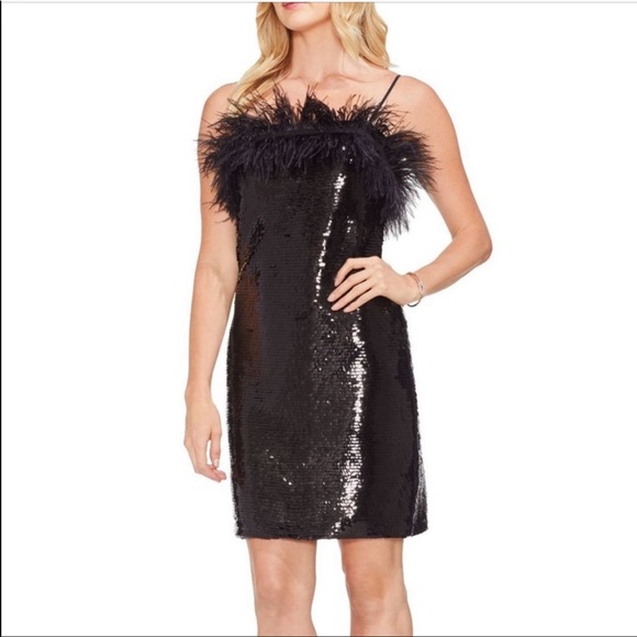 Vince Camuto Dresses & Skirts - Vince Camuto sequin ostrich feather dress